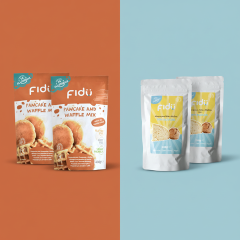 Pack Sem Açúcar Fidu - fundo liso laranja e azul