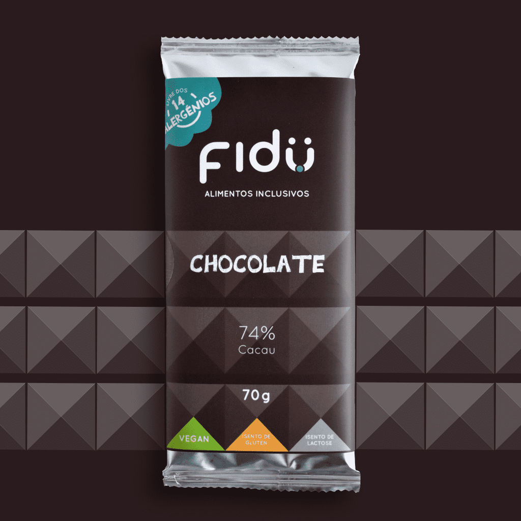 Chocolate 74% Cacau BIO 70g - Fidu | Alimentos inclusivos